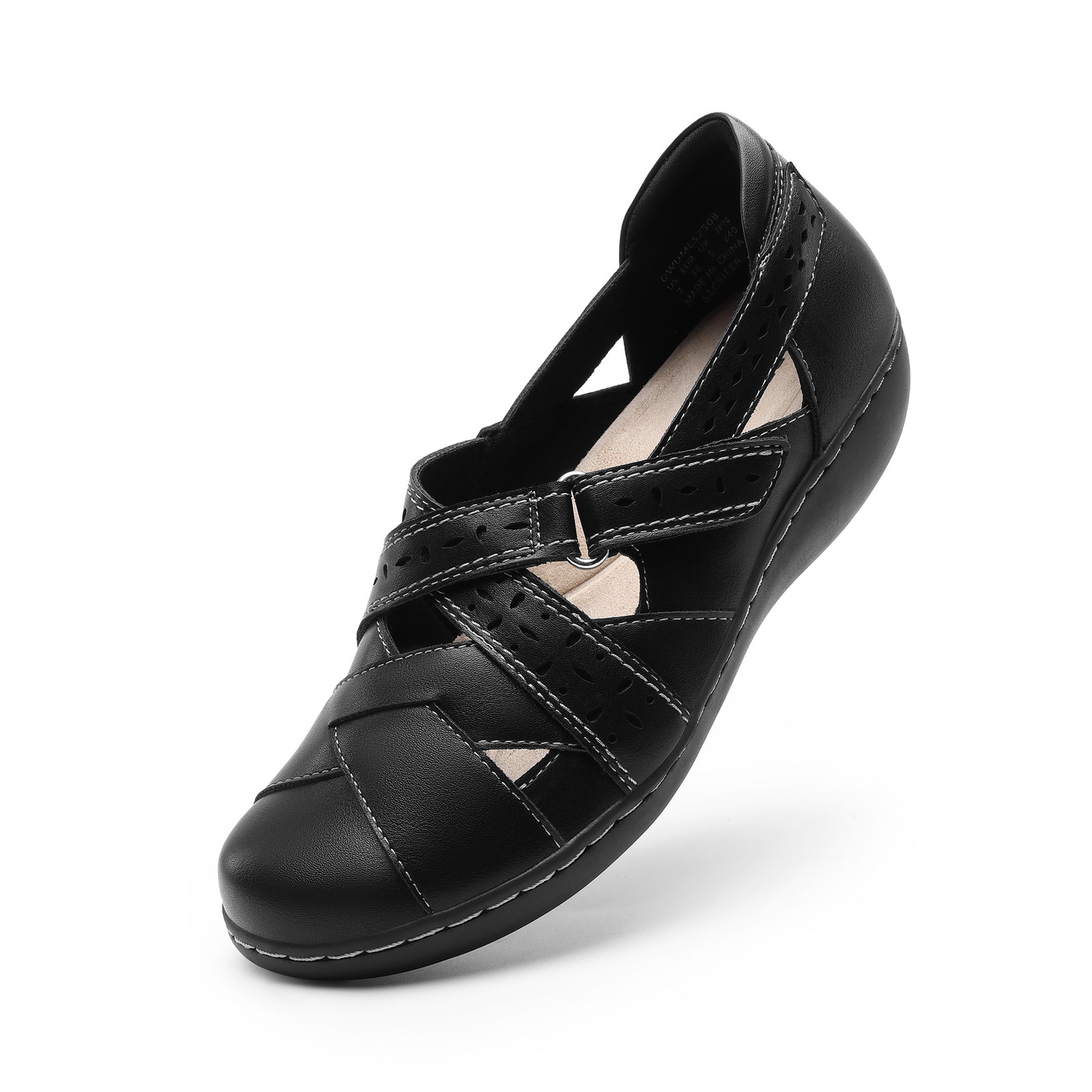 Women Closed Toe Loafer Sandals Comfortable Slip On Work Walking Flat Shoes