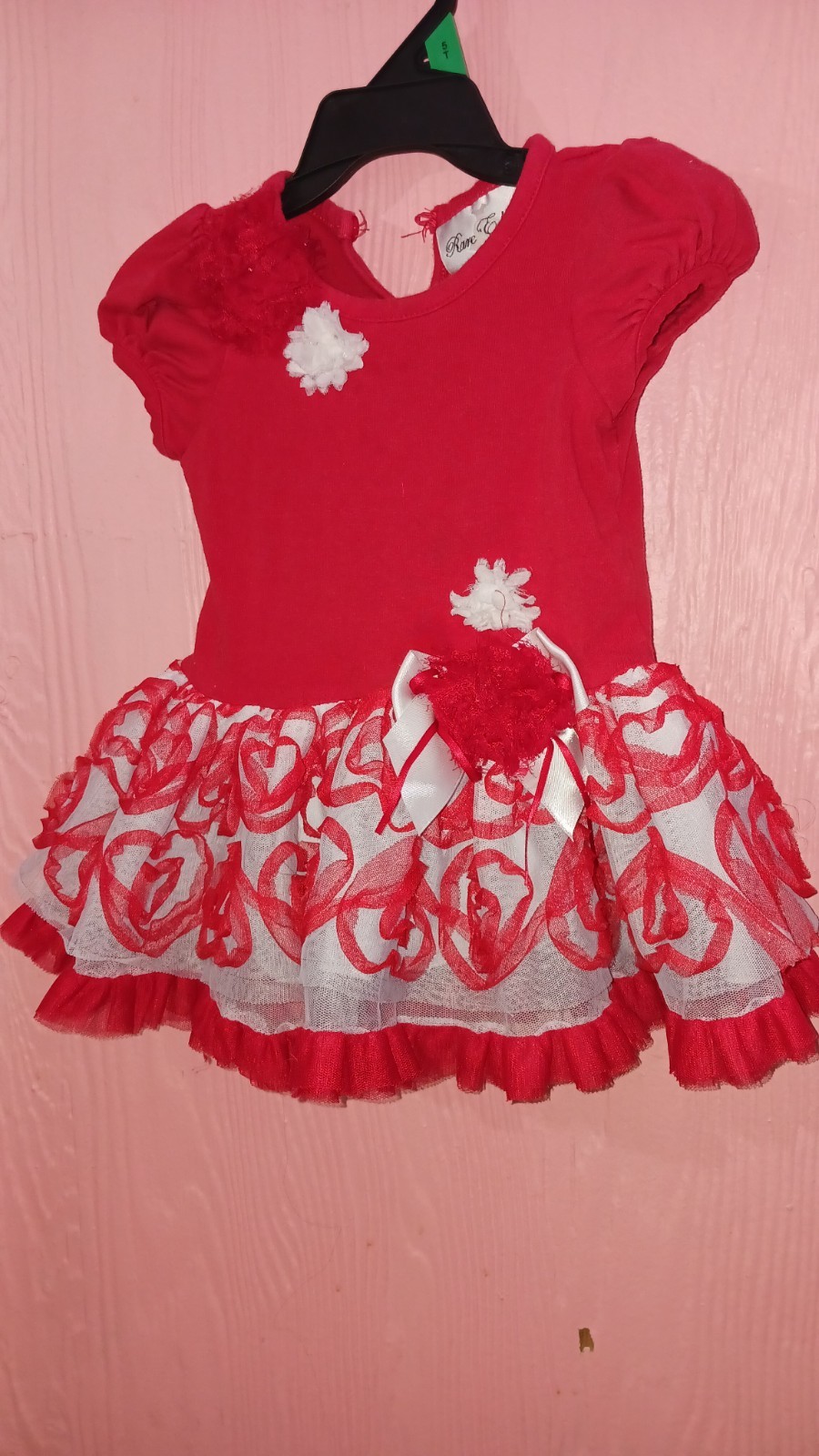 Rare Editions Valentine Hearts Or Any Occasion Girls Red Dress Size 18 Month.