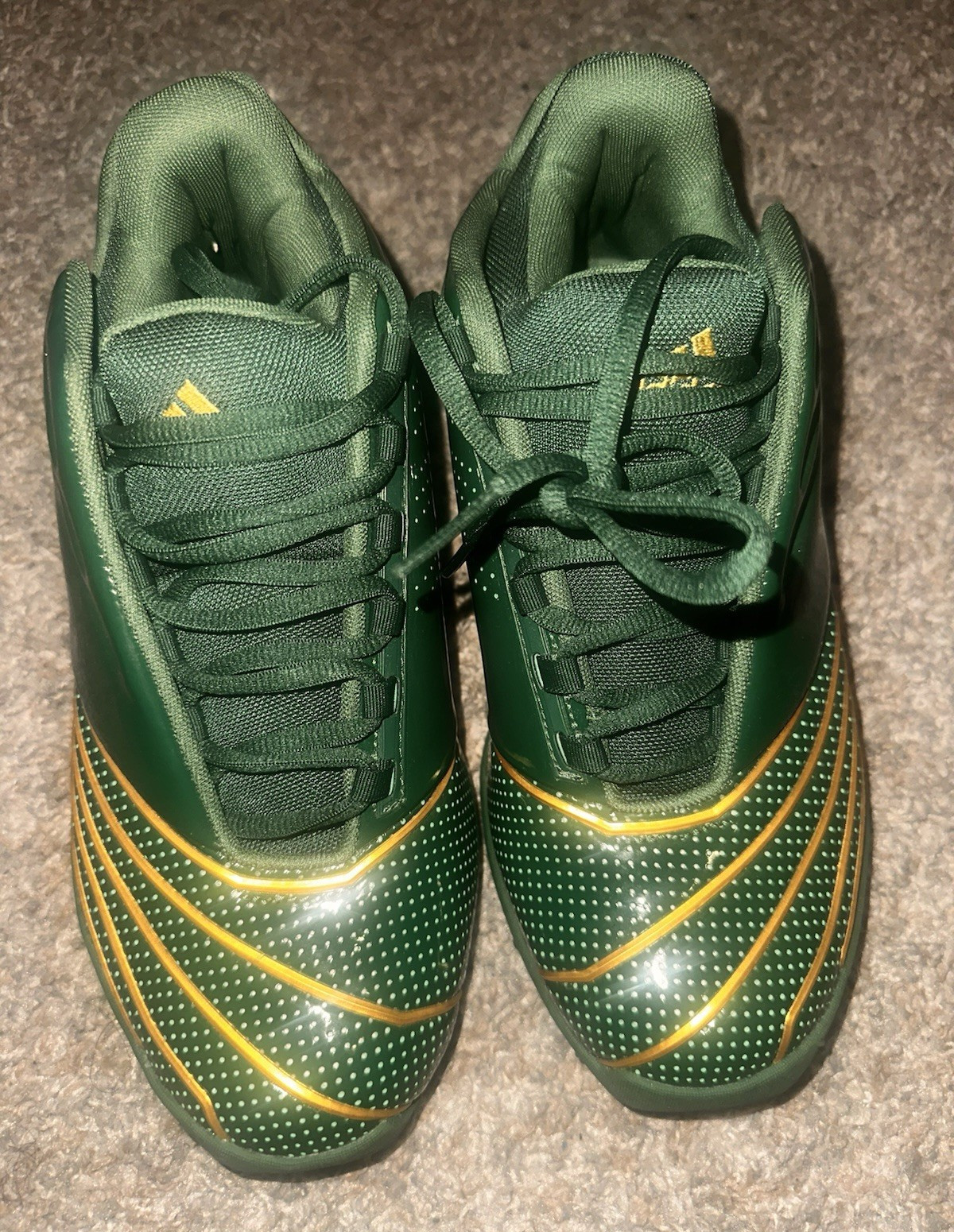 adidas T Mac Men’s Green/Gold Low Top Lace-Up Athletic Sneakers Rubber Sole