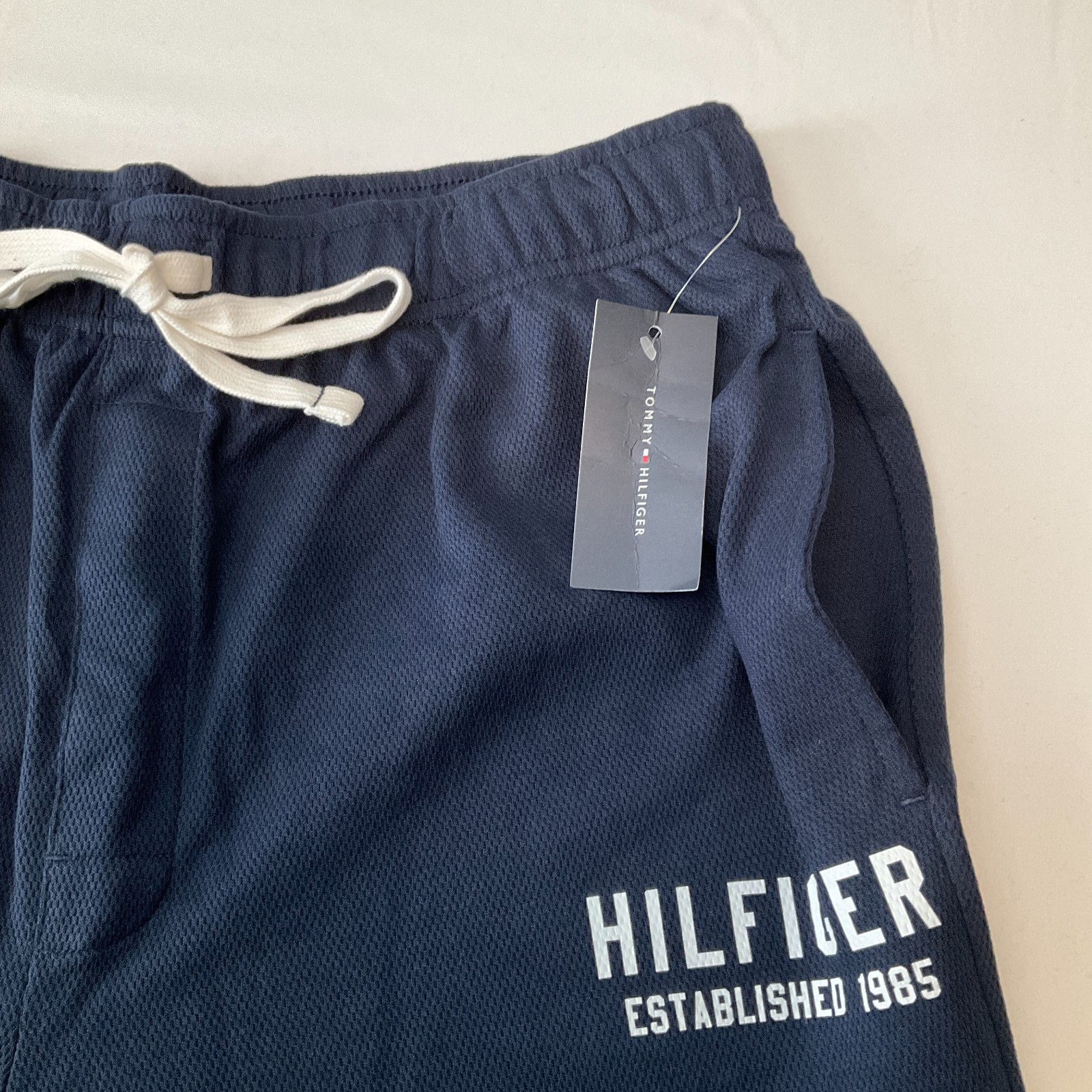 Tommy Hilfiger Shorts Mens Size L Blue Stretch Pockets Drawstring Sleepwear