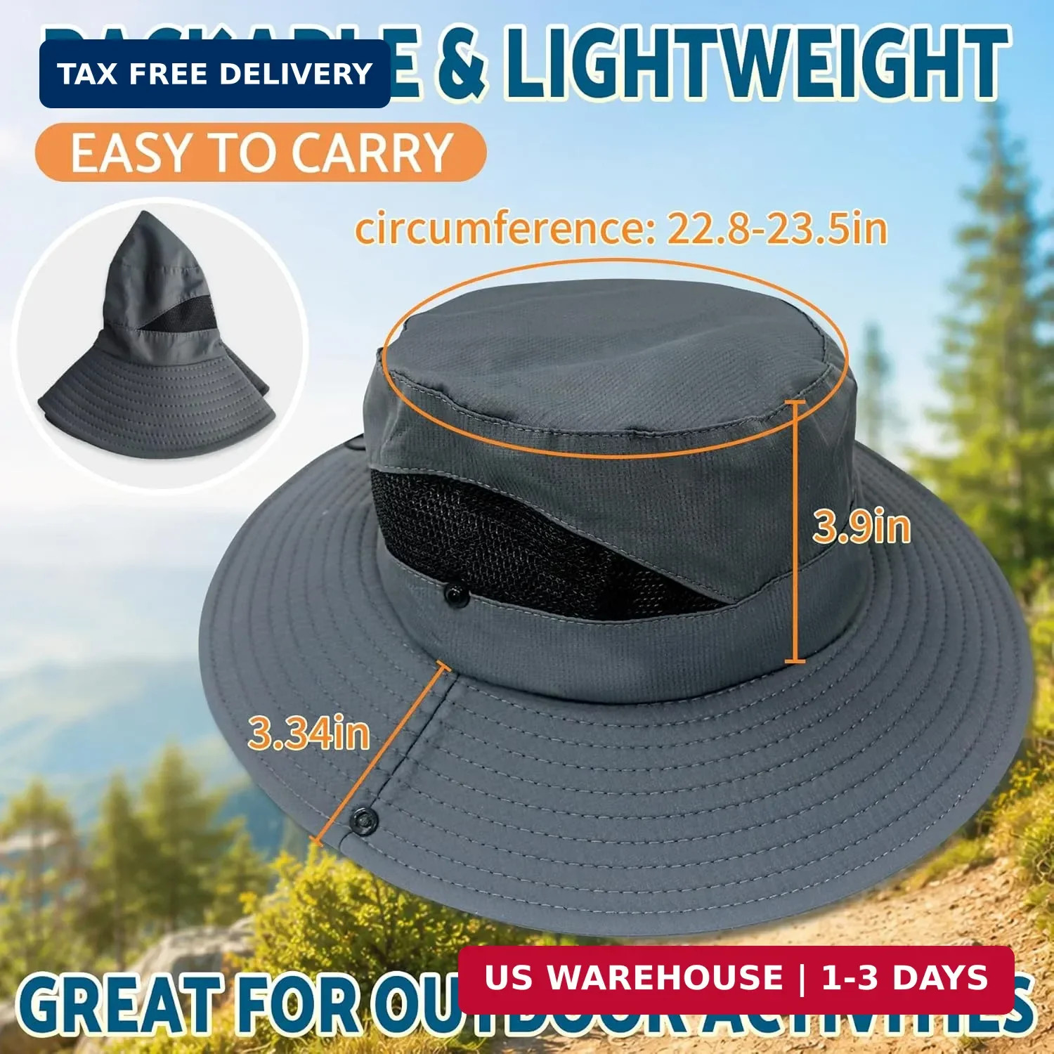 PFFY Sun Hats for Men Women Wide Brim Bucket Hat UPF 50+ Outdoor Beach Hiking Fi