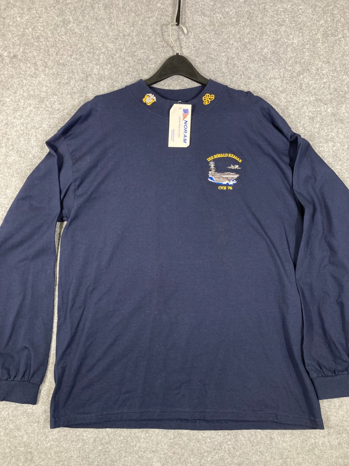 Gildan USS Ronald Reagan T-Shirt Mens XL Blue Cotton Logo Vintage NWT NOS