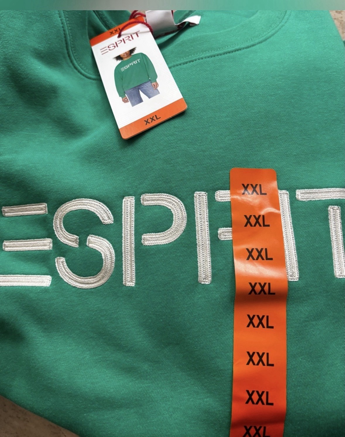 NEW XXL Esprit Women’s Logo Fleece Crewneck Sweatshirt Green Viral 80’s Costco