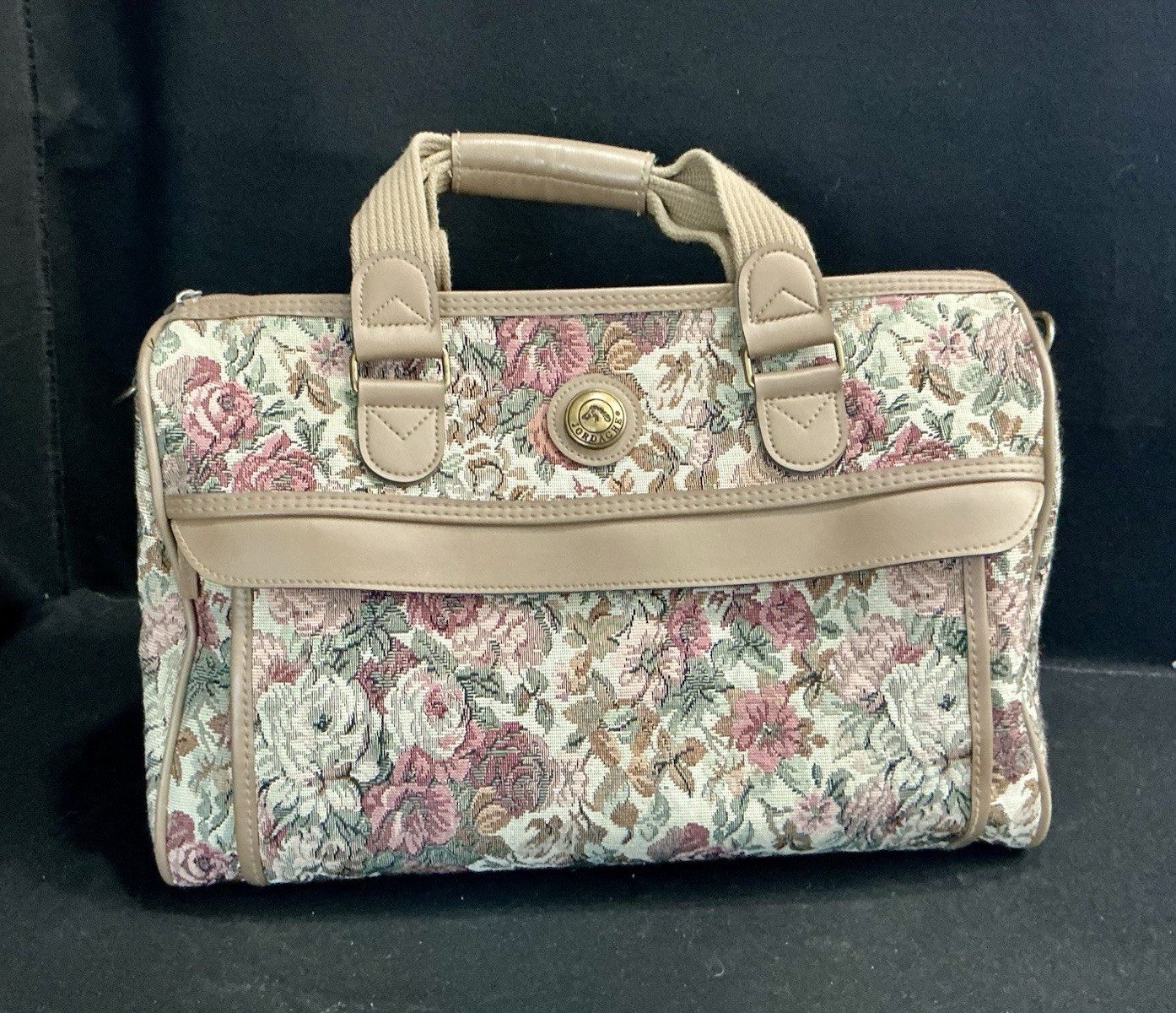 VTG JORDACHE Floral Jacquard Tapestry Top Handle Satchel Zip Up, Lined Pre Loved