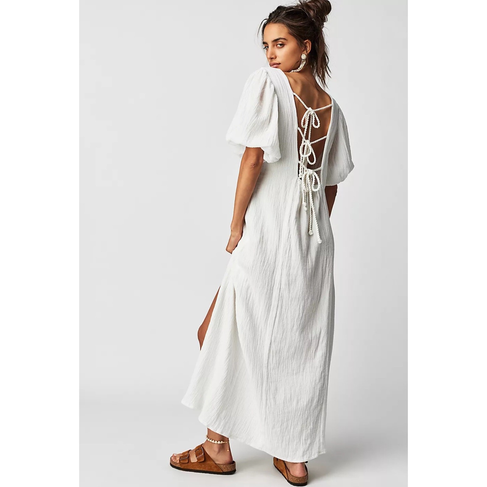 New Free People Jen’s Pirate Booty Paraguay Maxi Gown $252 SMALL White Boho
