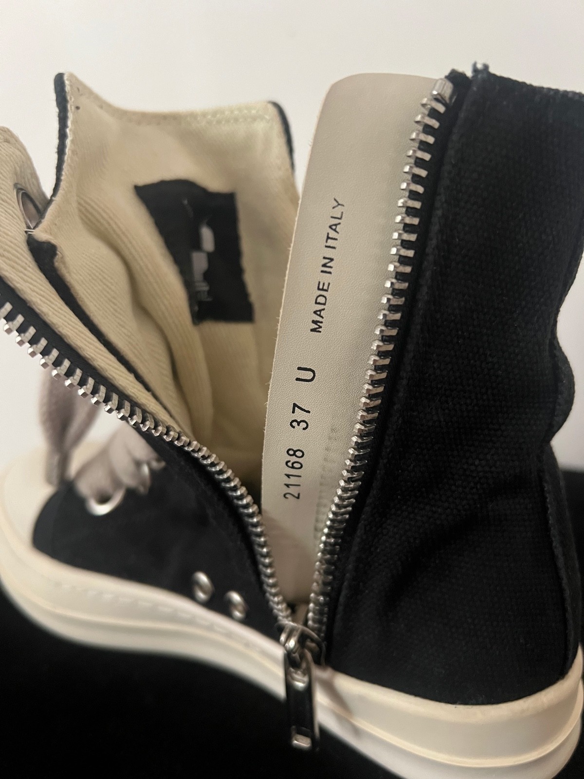 Pre-Owned Rick Owens Jumbo Lace Sneakers Black Denim Women’s Size 37 Authentic