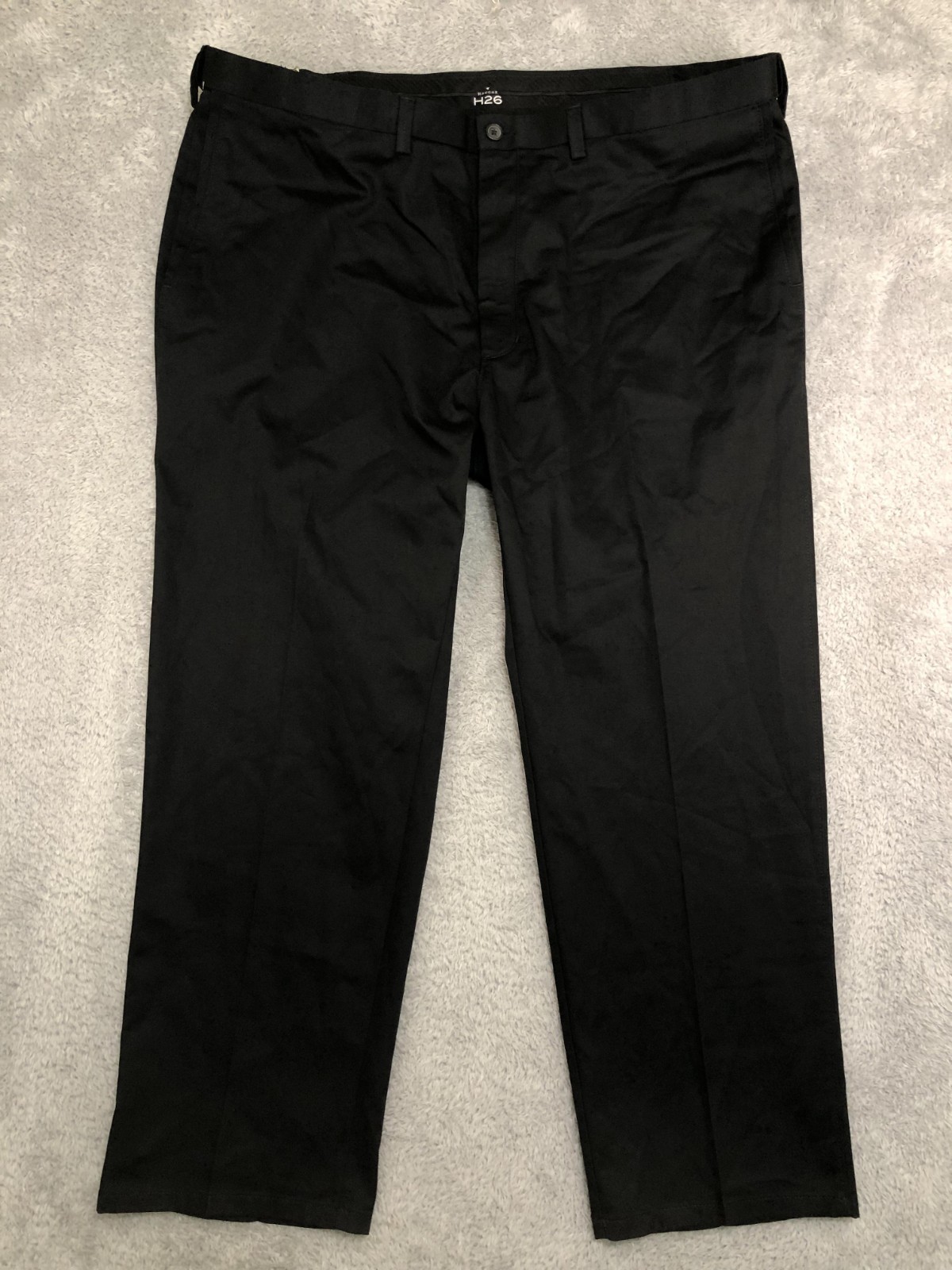 Haggar Pants Mens 46×29 (Tag 46×30) Black NWT No Iron Stretch Khakis Classic Fit