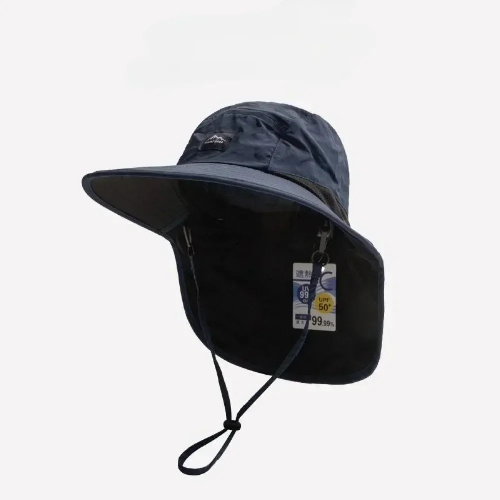 Wide Brim Waterproof Quick-Dry Sun Hat with Neck Flap Breathable Mesh Hiking Cap