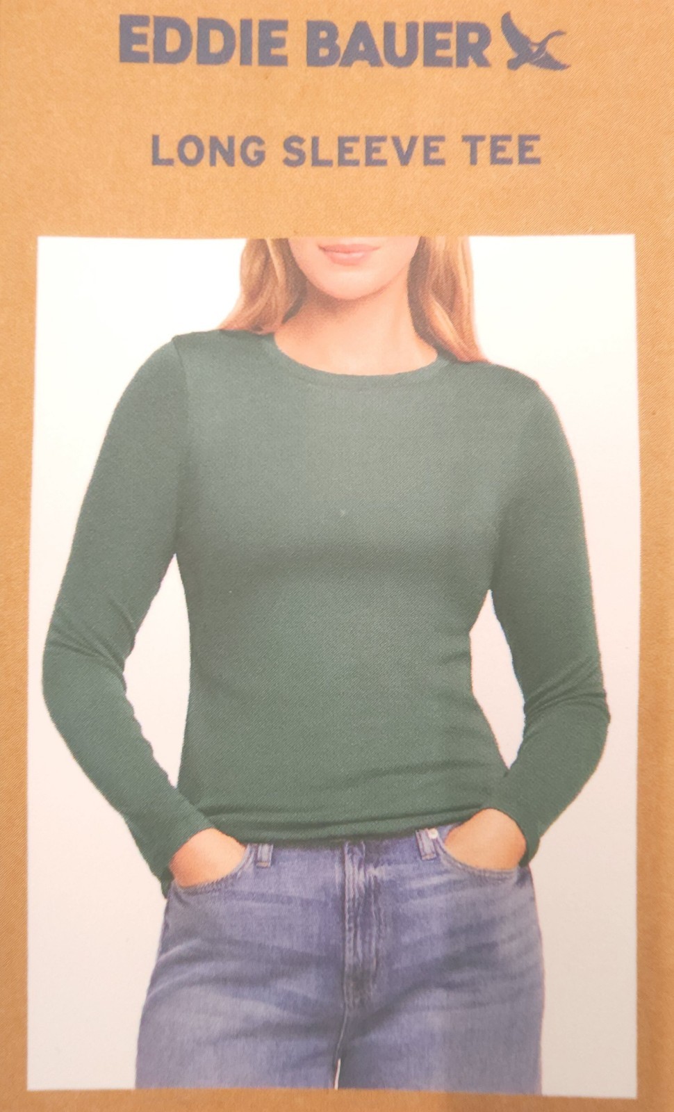 NWT-Eddie Bauer Womens Classic Fitted Crewneck Long Sleeve, Variety sizes/colors
