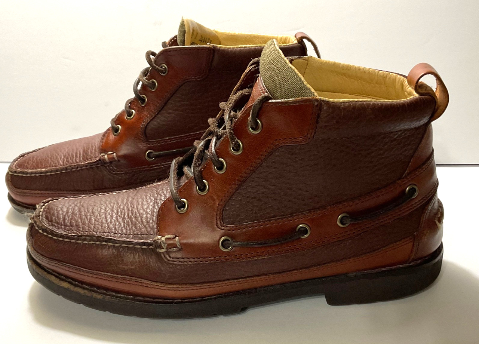 LL Bean Allagash Bison Leather Chukka Boots Mens 10.5 D Handsewn Moc Toe Brown