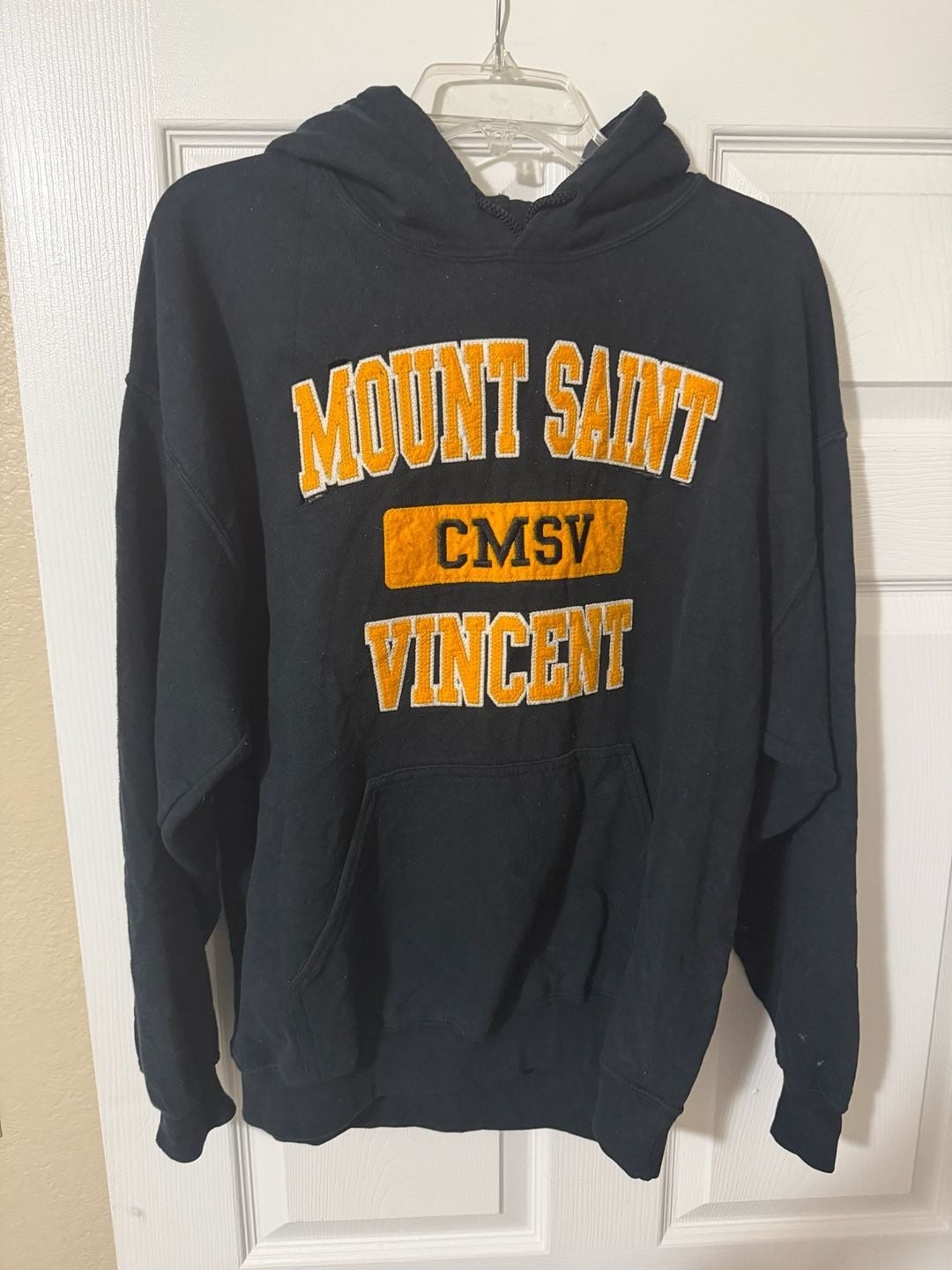 Vintage College House Mount Saint Vincent CMSV Navy Applique Hoodie