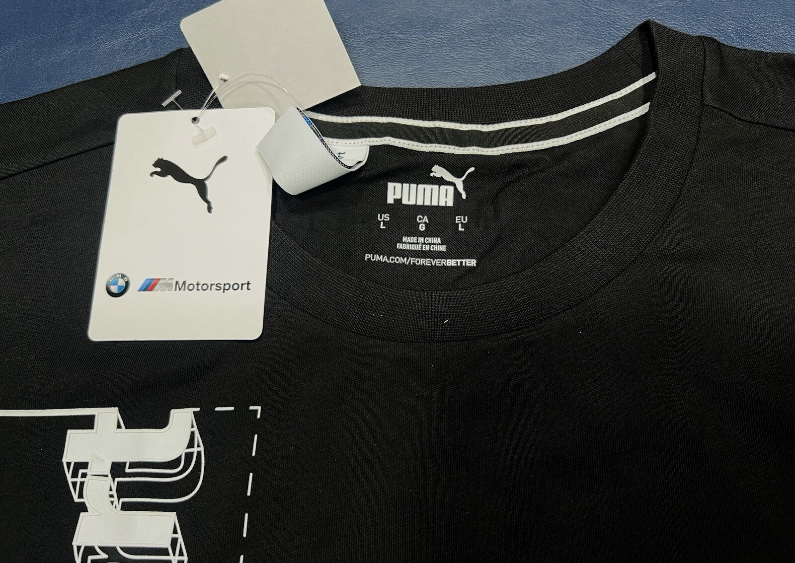 PUMA BMW MOTORSPORT MMS ESSENTIAL VERTICAL & BACK LOGO SHIRT MEN’S SIZE XL, NWT!