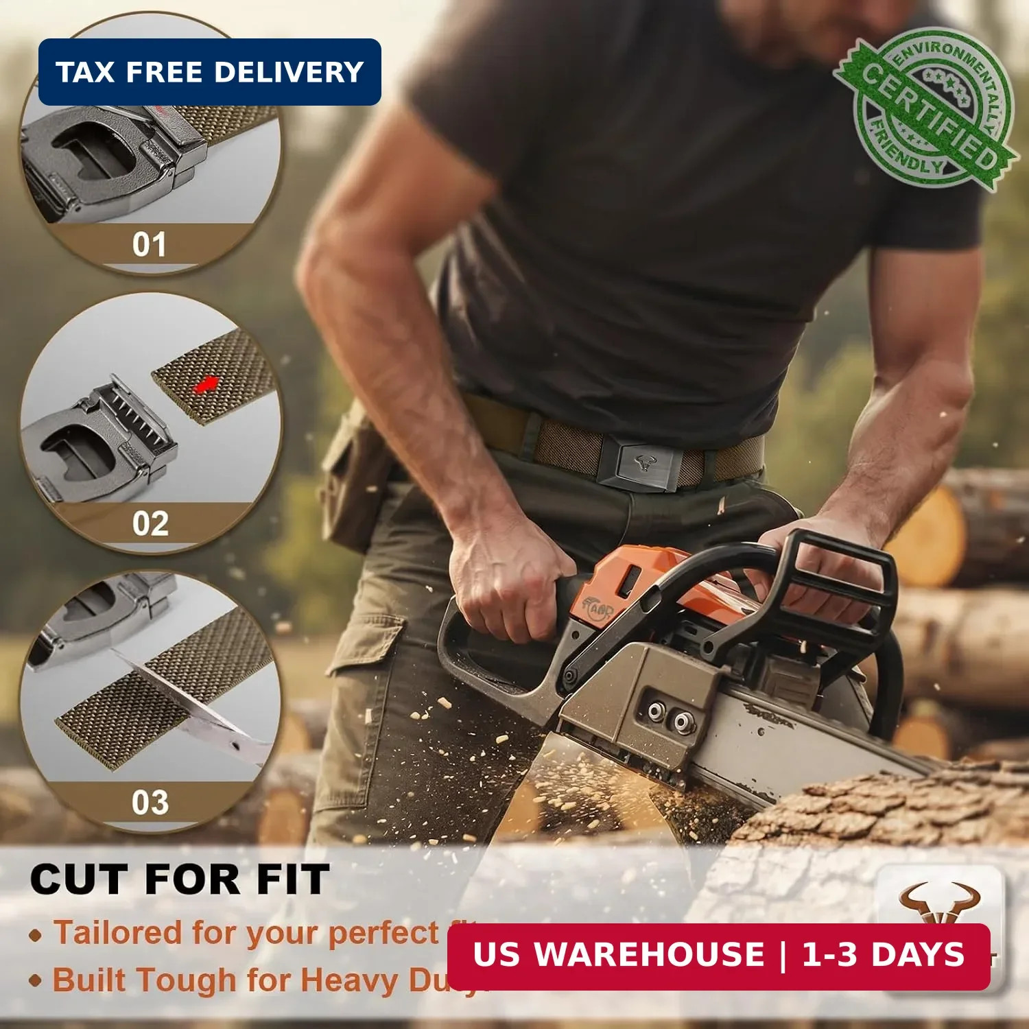 Heavy-Duty Mens Tactical Belt Adjustable Stretch Nylon with Quick-Release Buckle