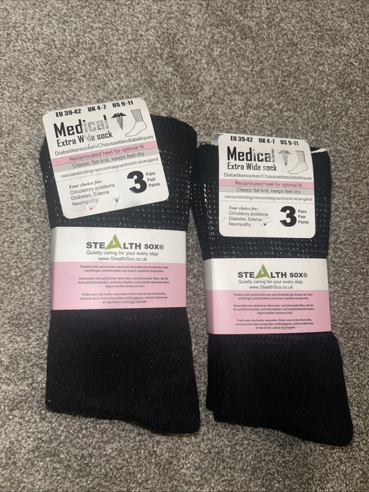 6 pairs Cotton Diabetic Extra Wide Socks L-XL size 9-11 Black NEW⚡️⚡️⚡️
