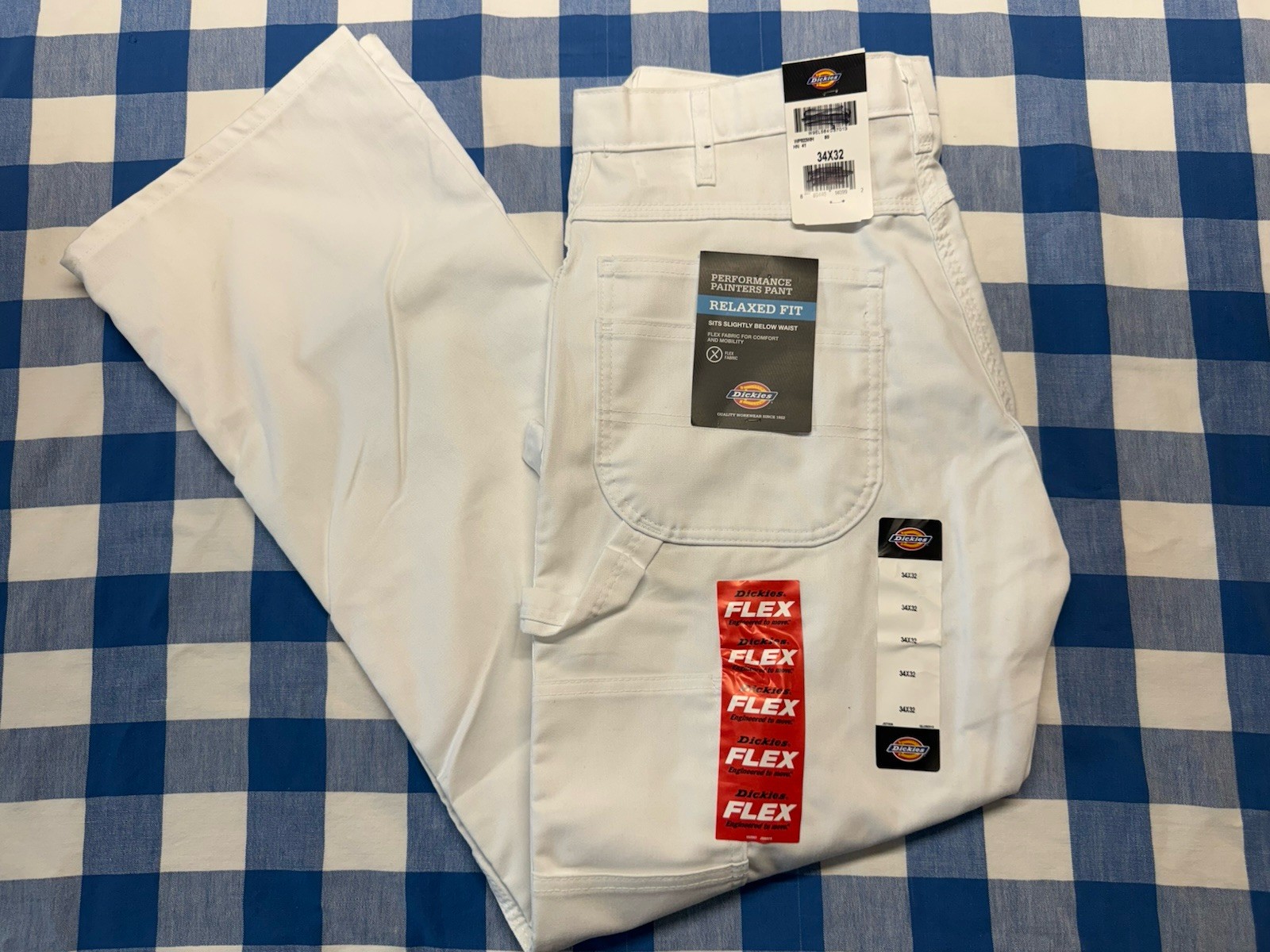 Dickies Performance Painters Pants White Carpenter 34×32 Men’s Workwear New