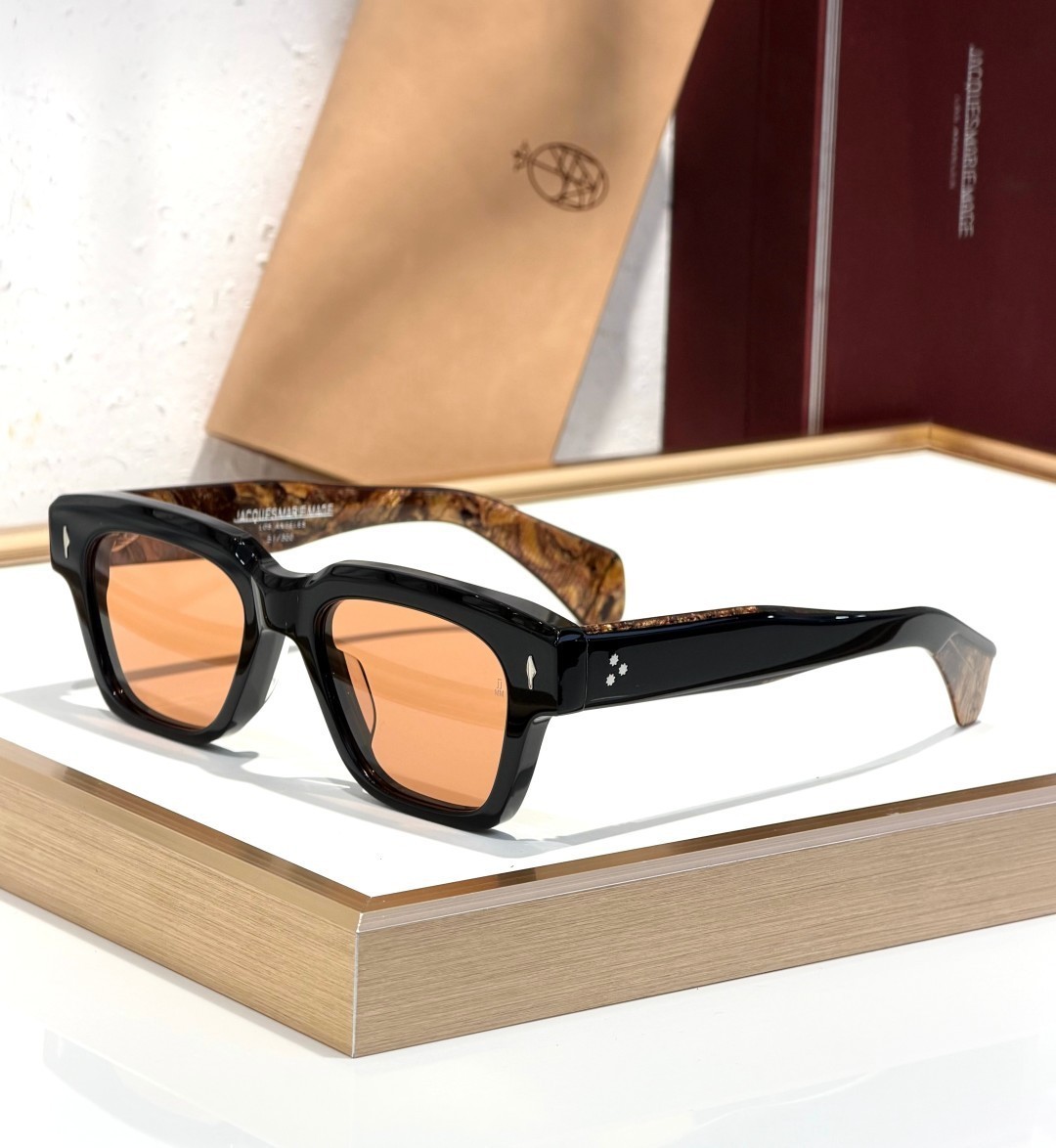 JACQUES MARIE MAGE FELLINI Black Brown Marble Orange 146 Sunglasses New w/ Case