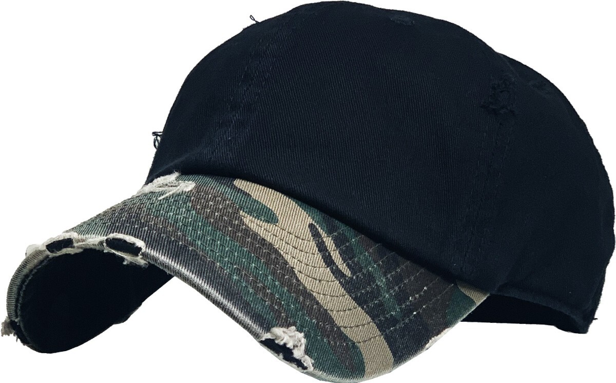 Distressed Vintage Two Tone Cotton Polo Style Baseball Ball Cap Dad Hat