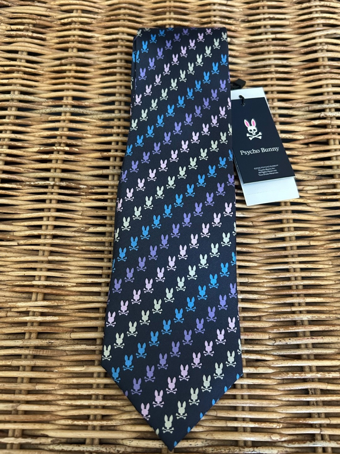 NWT’s Psycho Bunny Lavender Multi Color 100% Silk Designer Tie