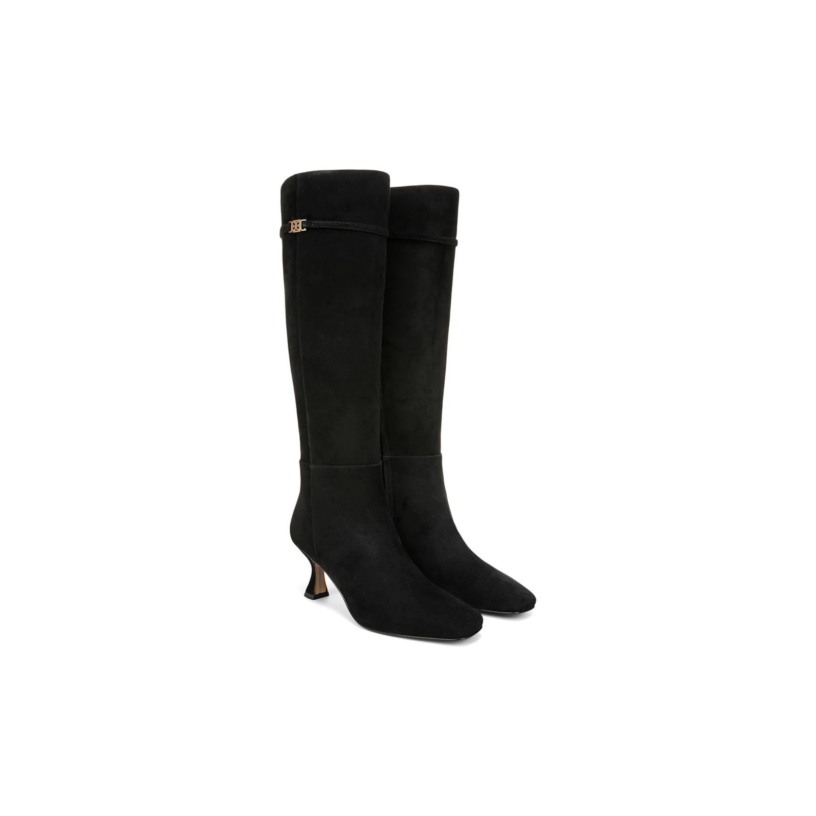 NEW Sam Edelman Women’s 6.5 Lyla Black Suede Knee High Heel Boots WIDE CALF