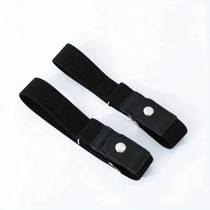2 Pack No Buckle Elastic Belt Invisible Loop Belt for Jeans Pants*