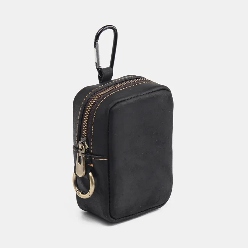 Vintage Distressed PU Leather Hook Multi-Color Key Coin Pouch Wallet Case Bag