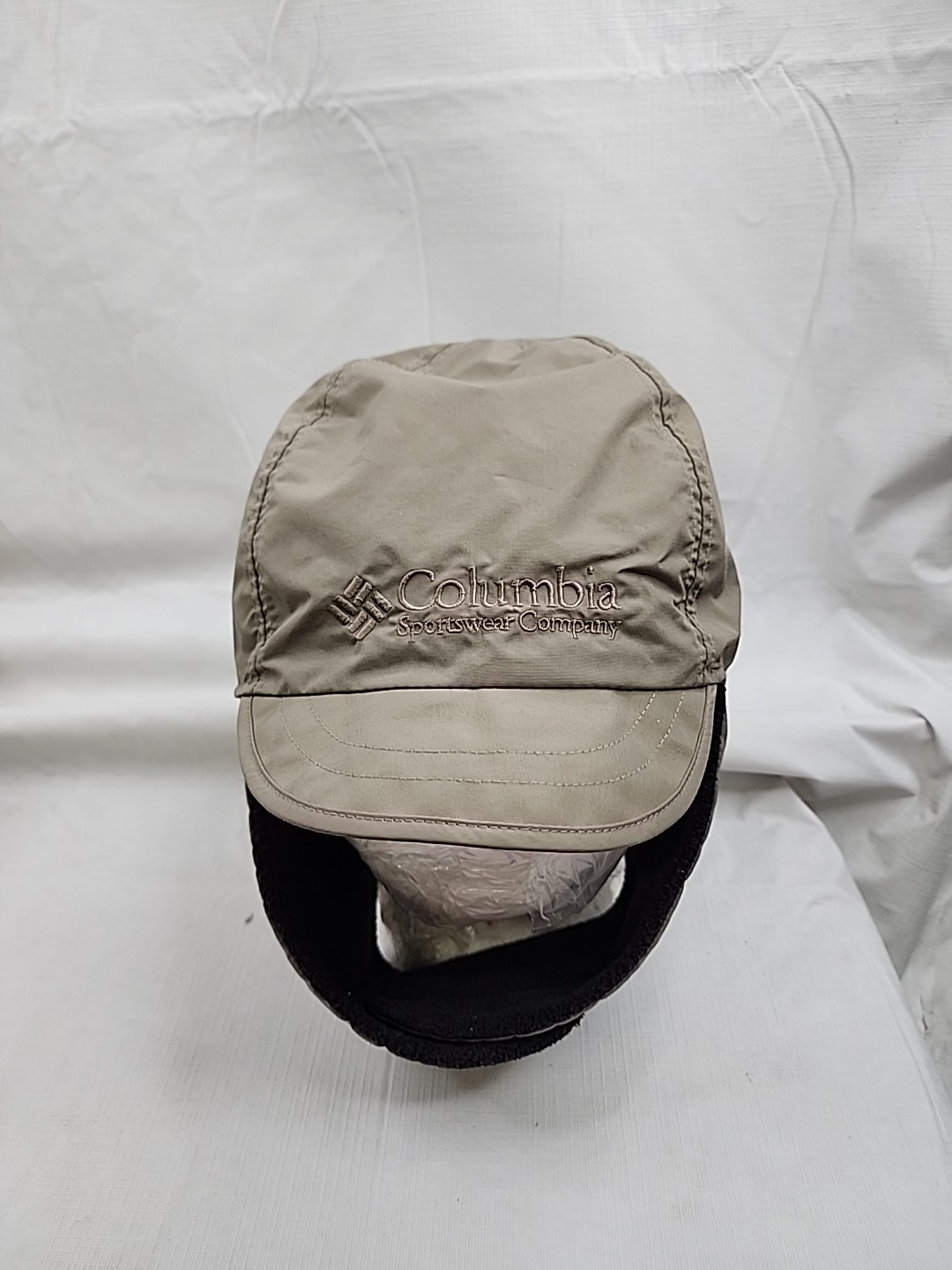 Columbia Hat Trapper Fitted Mens M Gray Nylon Fleece Lined Ear Neck Flap Winter
