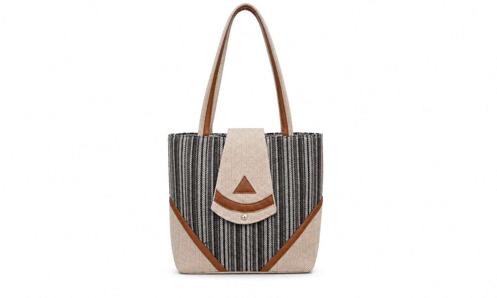 Handcrafted Boho Cotton Shoulder Bag Faux Leather Women Multi Pocket Tote Nepal