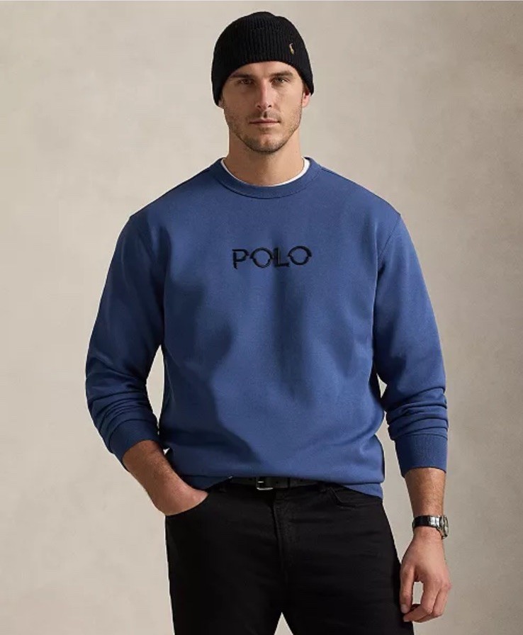 Polo Ralph Lauren Big and Tall Men’s Double Knit Logo Sweatshirt Blue $165 New