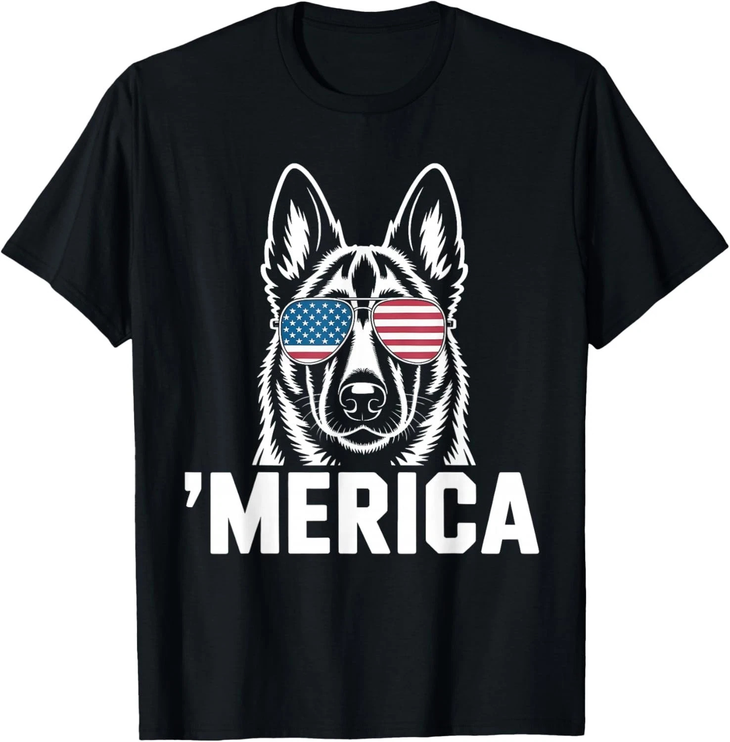 Belgian Malinois Merica Patriotic USA Flag 4th Of July Dog Lover T-Shirt Gifts