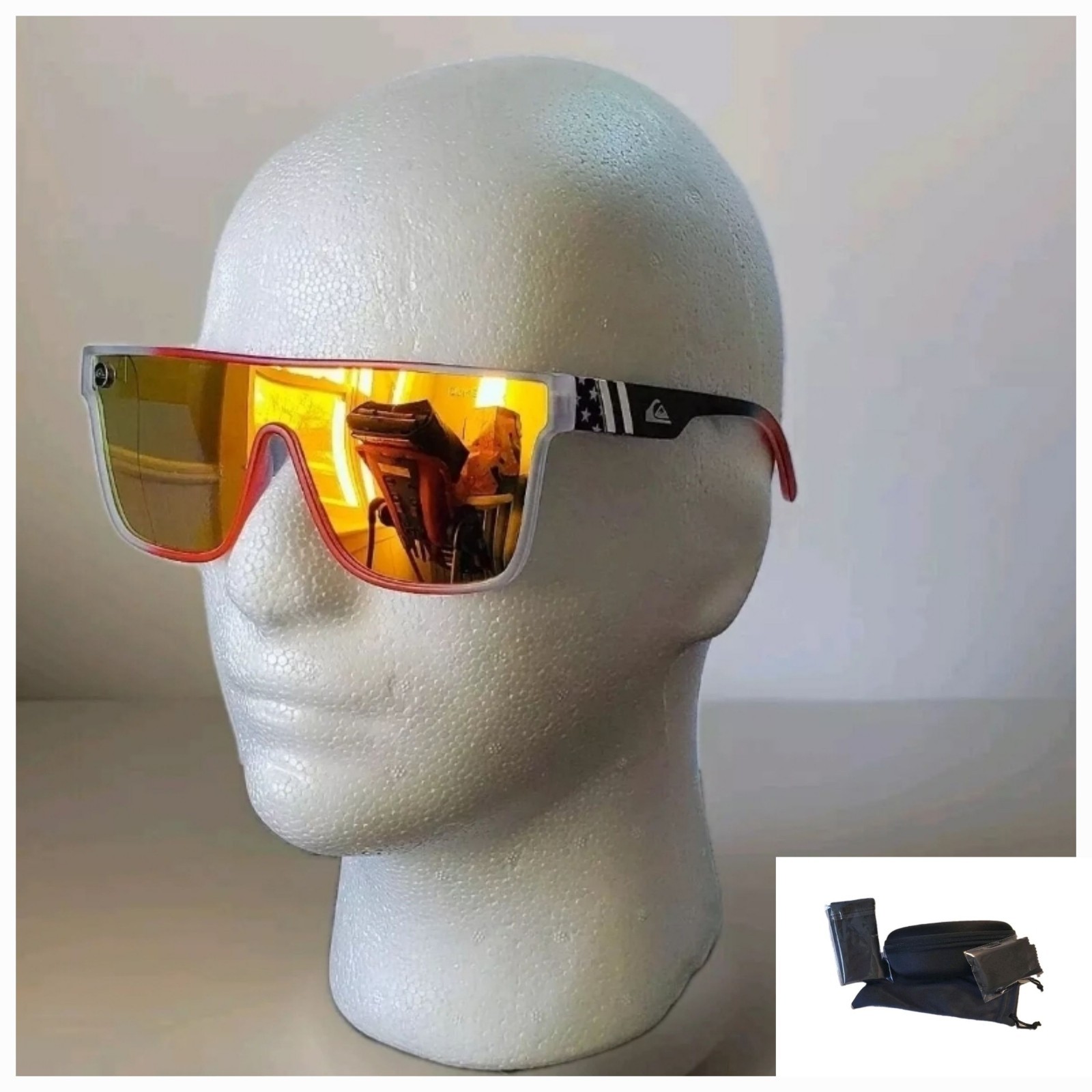 Men’s sunglasses Quiksilver Shield Mirror Polarized UV400 Blue Orange Black Red