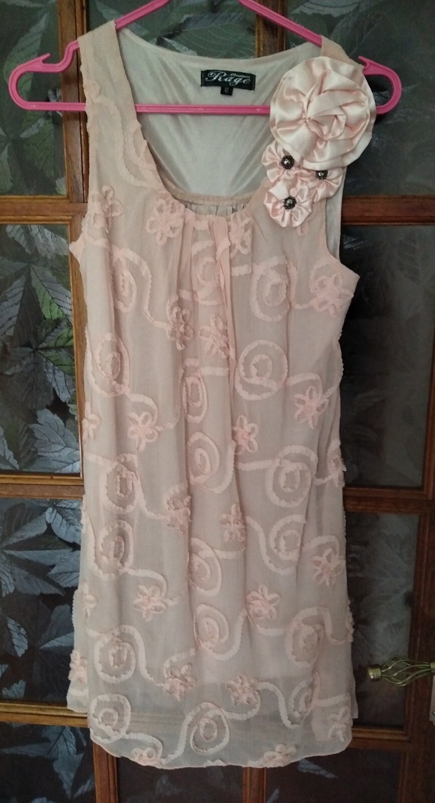 Vintage Semi Sheer Women’s Top Taffeta Style Uk 12 Fully Lined Apricot