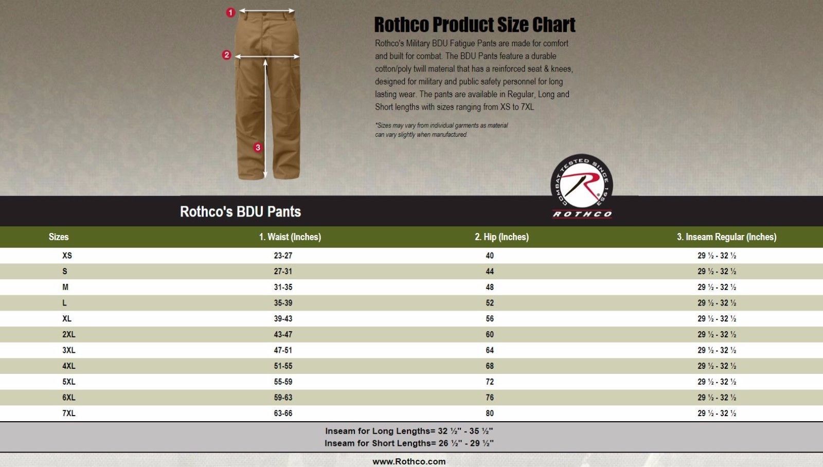 Rothco Military Tactical Solid Color BDU Fatigue Pants (XS-2XL)