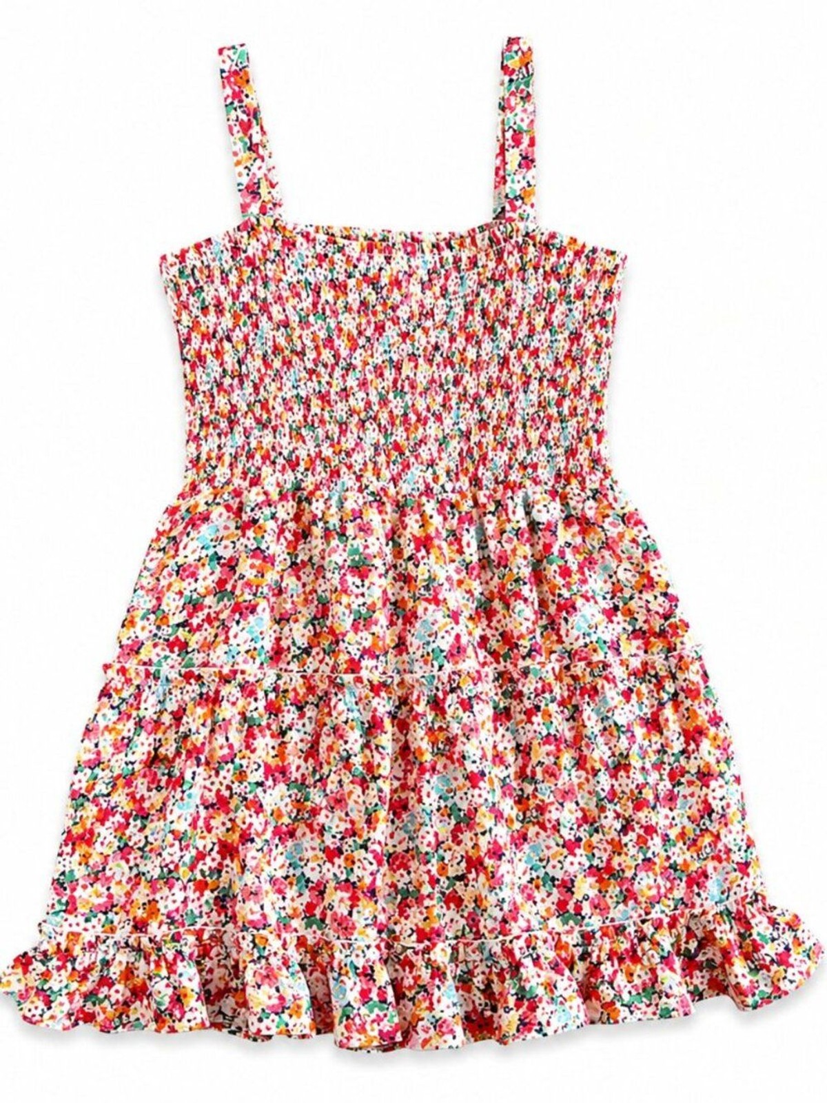 Jessica Simpson Floral Smocked Dress | Size Large | Ruffle Hem