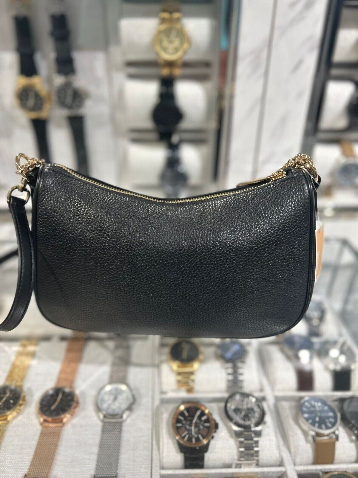 MICHAEL KORS CARMELA MEDIUM LEATHER CHAIN CROSSBODY SHEARLING VARIATION
