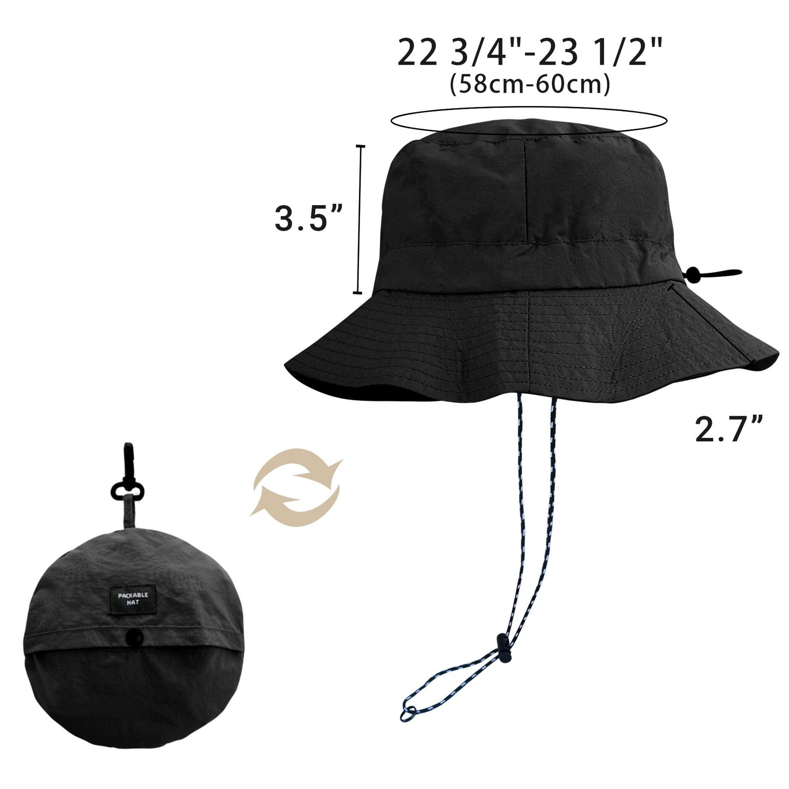 PFFY Packable Sun Bucket Hat for Men Women Outdoor UV Protection Sun Hats