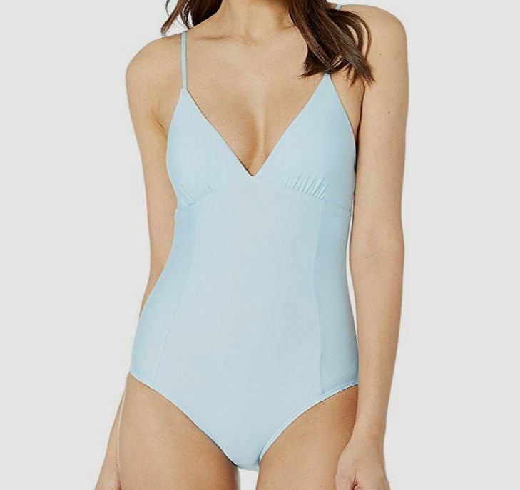 $197 Splendid Women’s Blue Solid Removable Soft Cup One Piece Swimsuit Size L