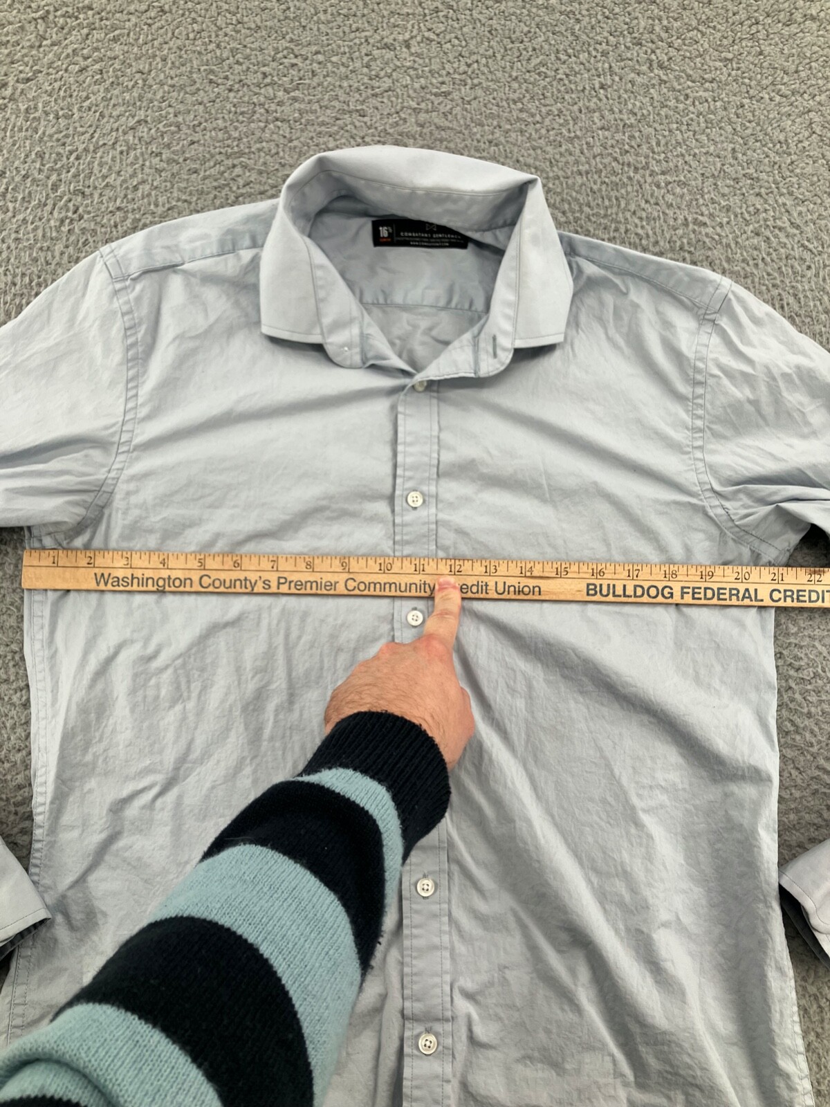 Combatant Gentlemen Shirt Mens 16.5 Gray Slim Fit Button Up Long Sleeve Adult