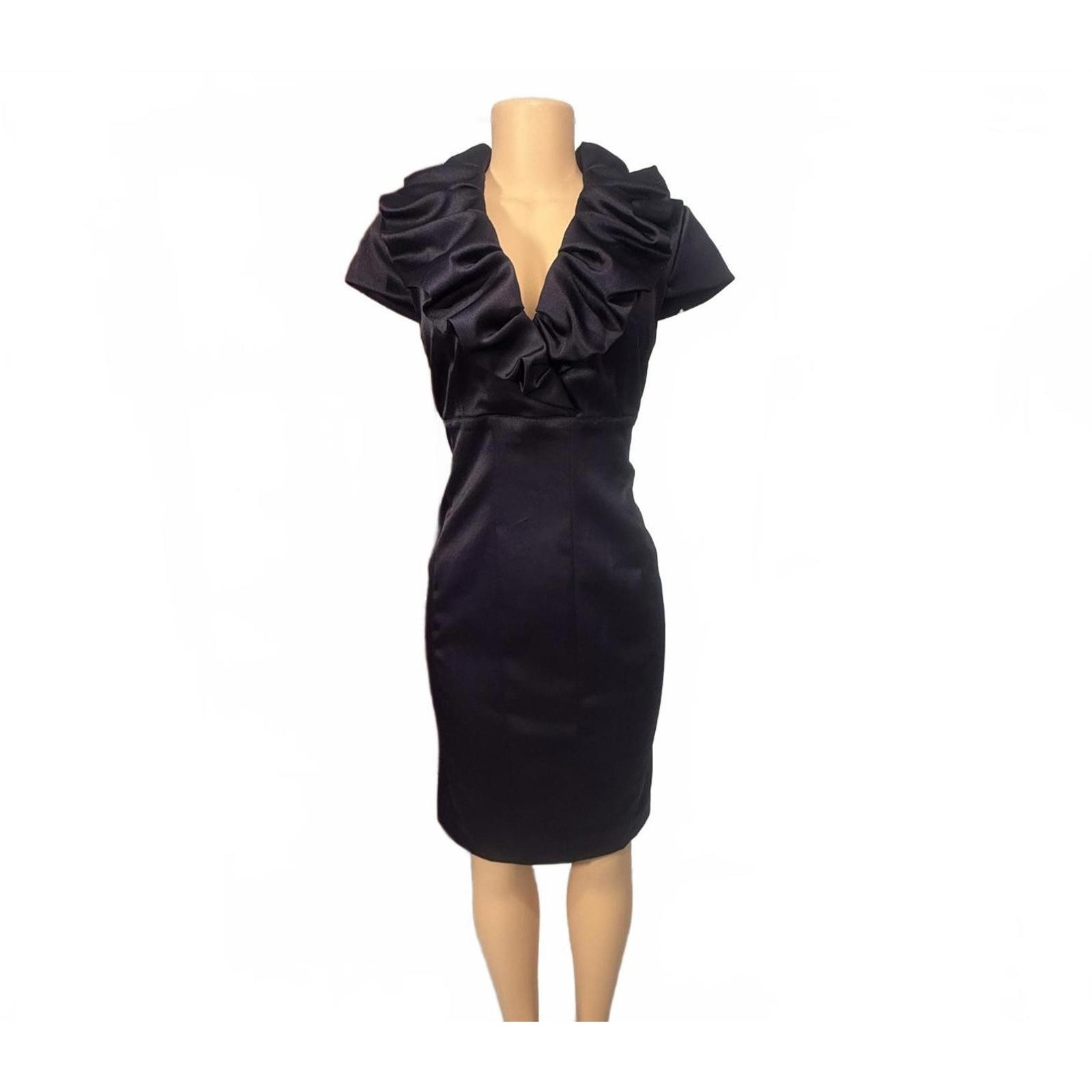 Jessica Howard V Neck Ruffle Collar Short Sleeve Sheath Dress Women’s Size 10