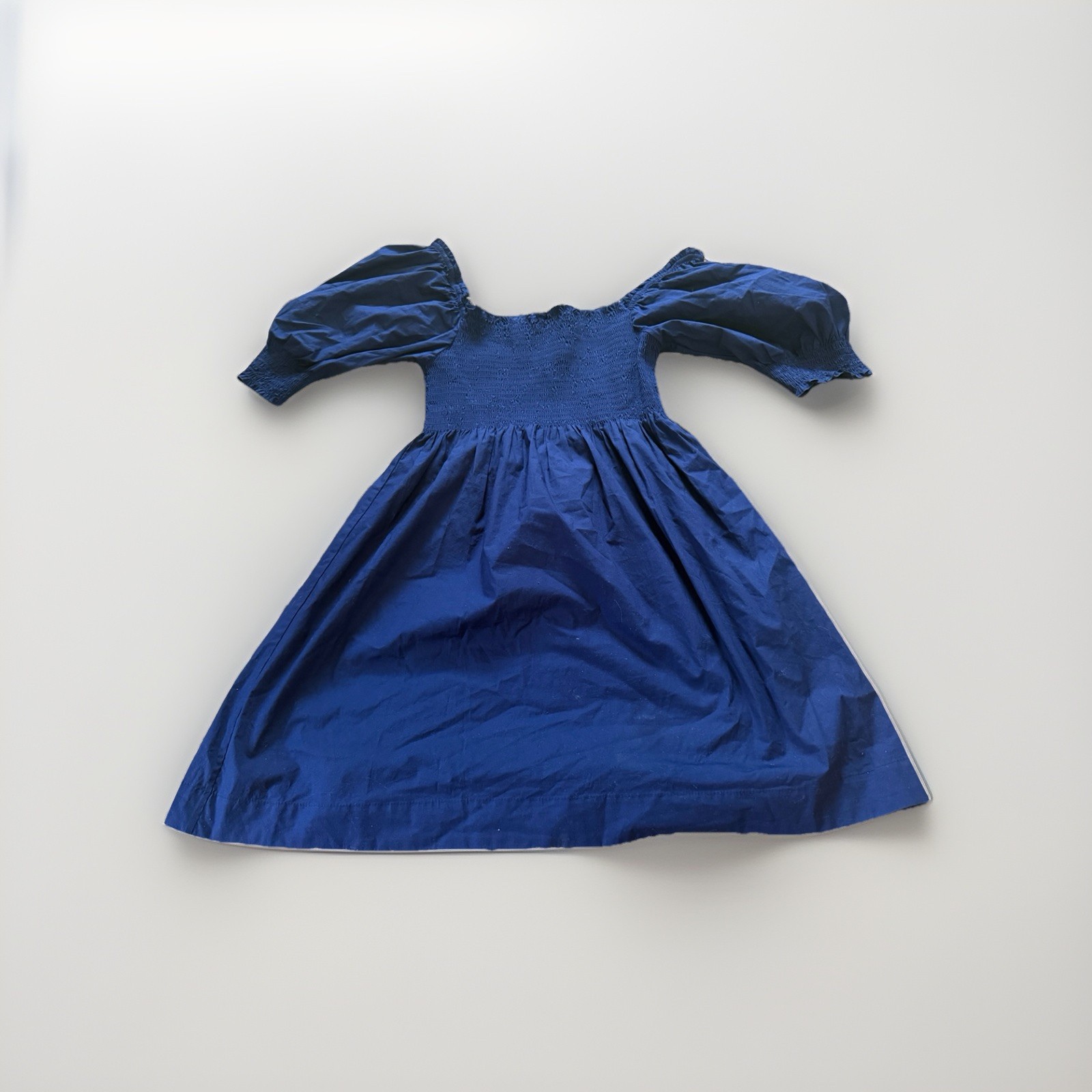 Hill House Home Nap Dress Blue Smocked Puff Short Sleeve Off-Shoulder XXS