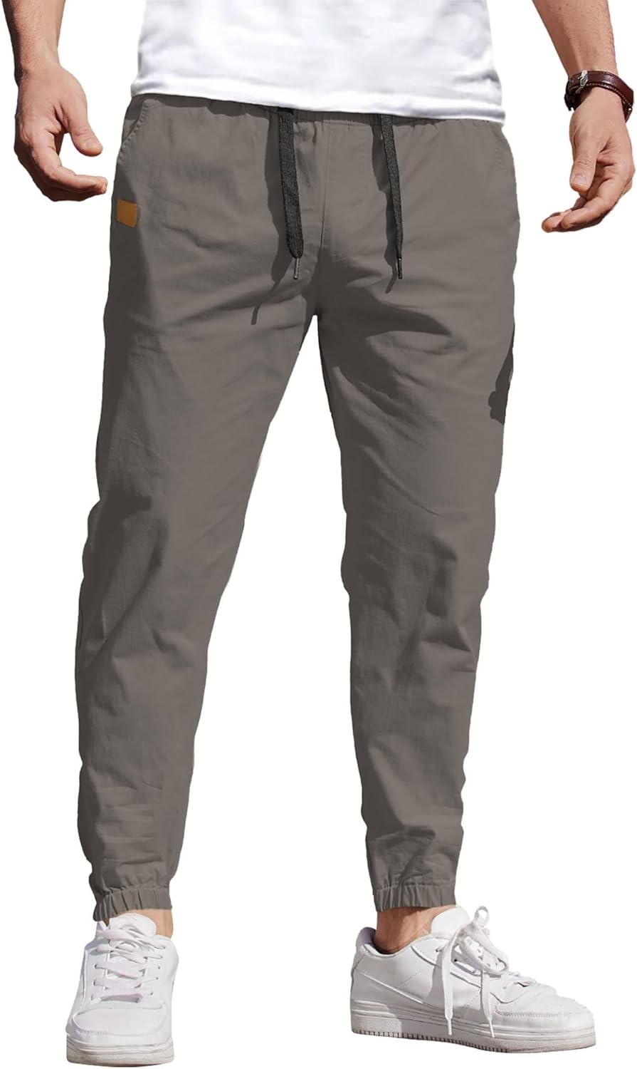 Coofandy Pants Cargo Solid Mens Casual Joggers Elastic Drawstring Chino Hiking