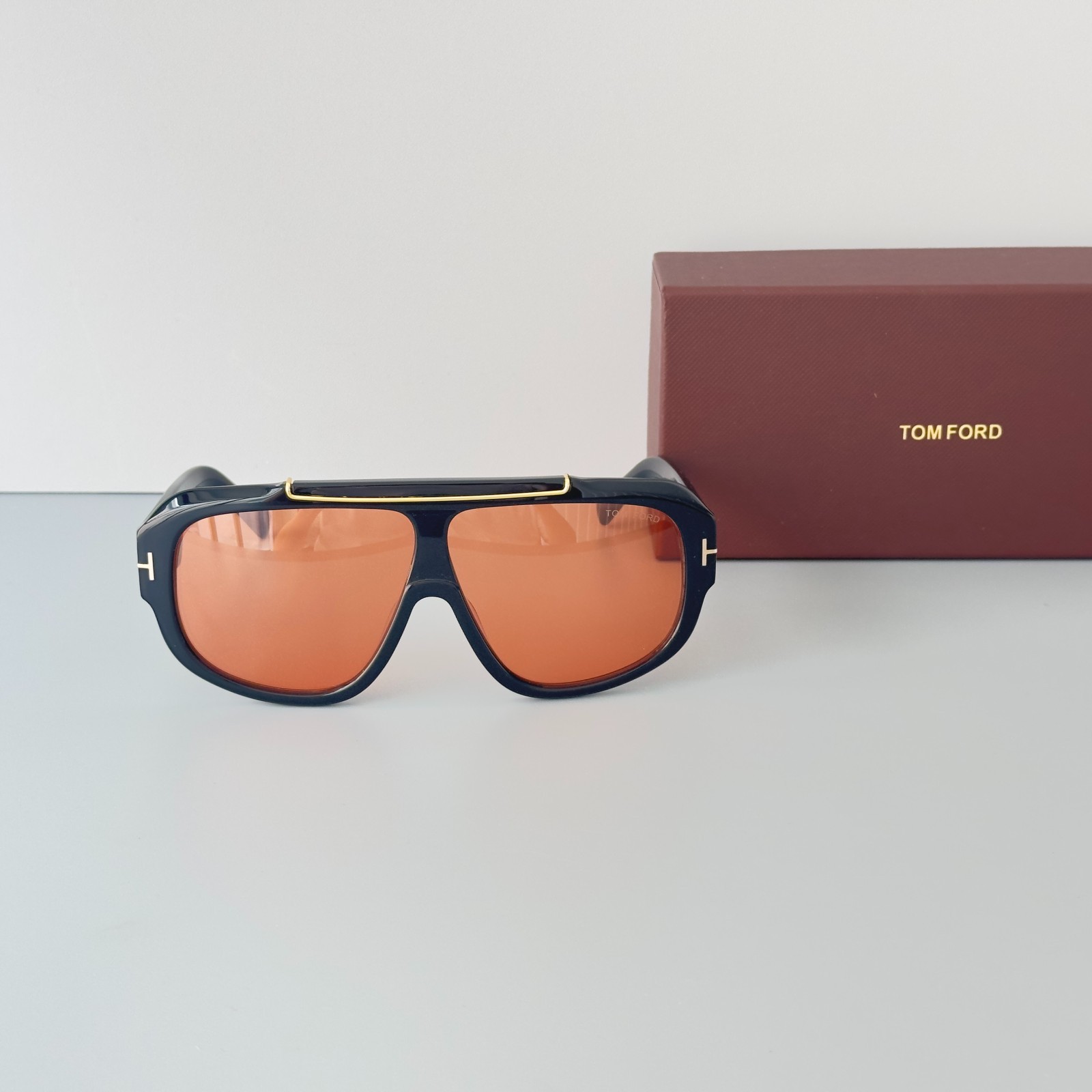 Tom Ford Rellen Mask Sunglasses TF1093 Black/Light Orange 71-7-120mm