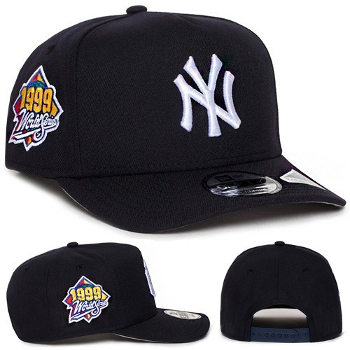 New Era New York Yankees 950 Snapback Hat MLB 99 W.S Patch Navy A-Frame Cap