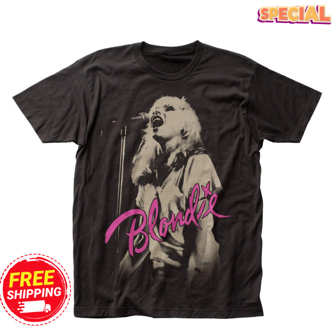 Blondie Mic T Shirt Mens Rock and Roll Music Band Tee New Black – Fanmade ! Sale