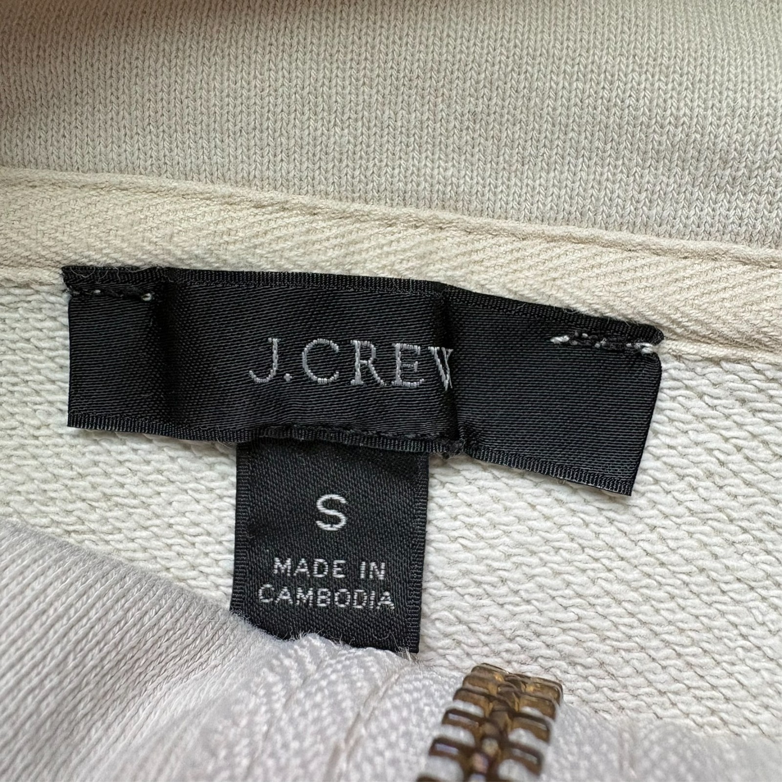 J. Crew Sweatshirt Mens Half Zip Small White Pullover Re-Imagined YKK Zipper
