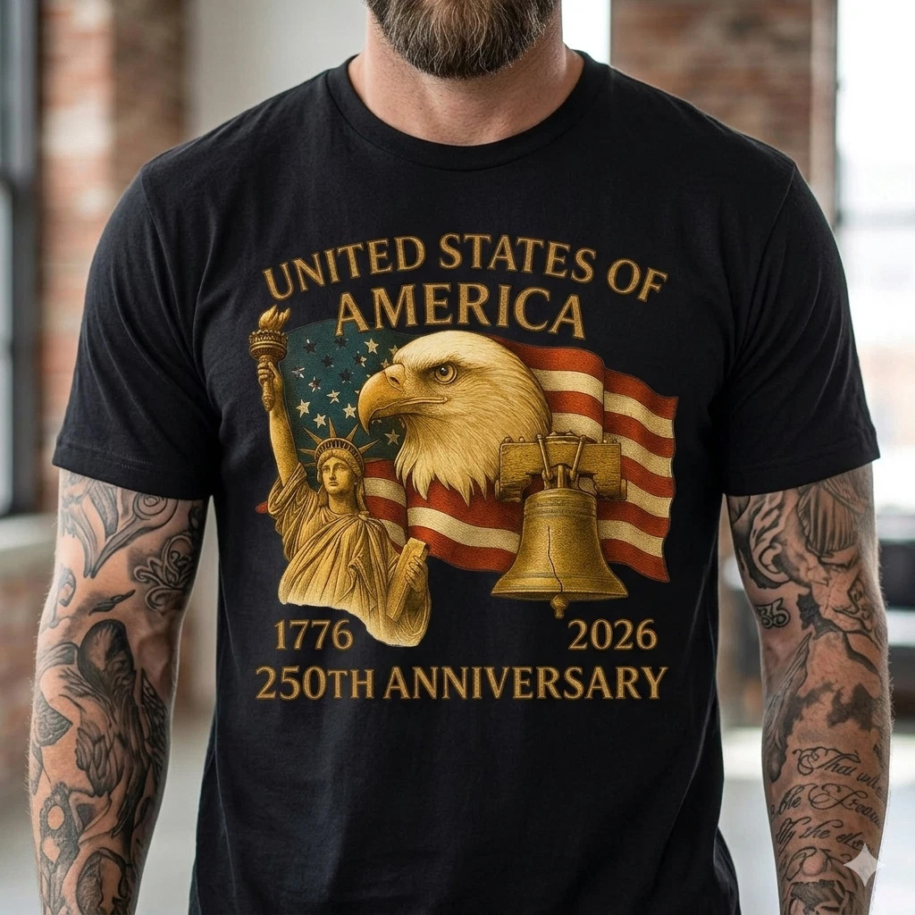 USA 250th Anniversary T-Shirt 1776-2026 – American Pride Liberty Eagle Tee