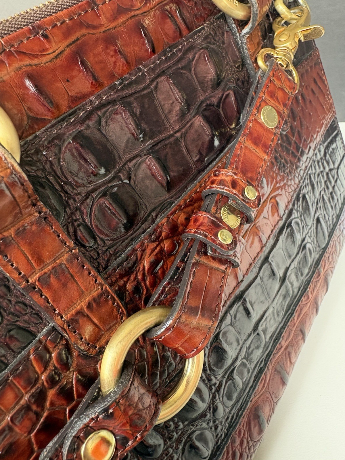 Brahmin Anywhere Convertible Melbourne Embossed Leather Satchel-Matching Wallet