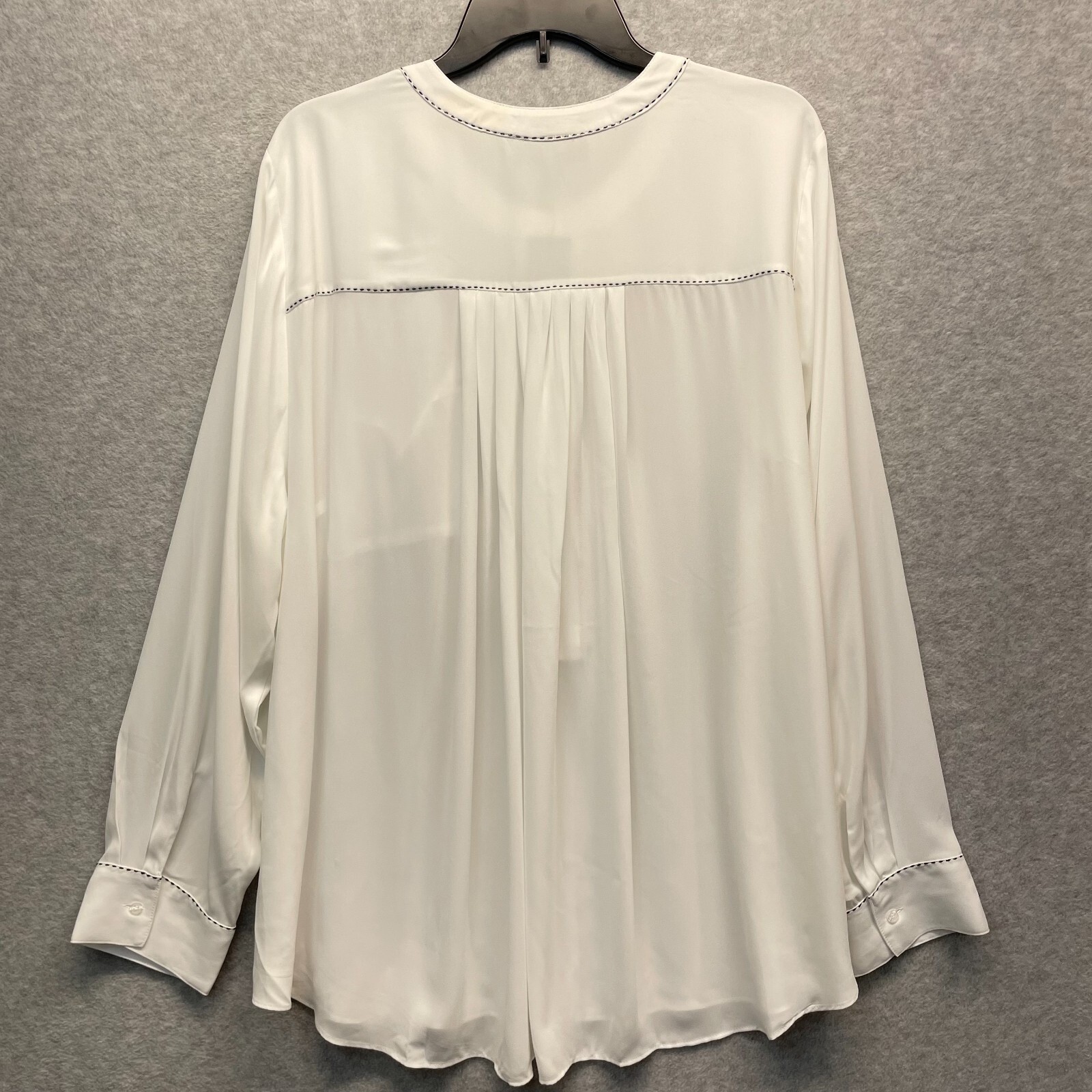 Lane Bryant Popover Blouse Womens Plus 22/24 White Lightweight Semi-Sheer