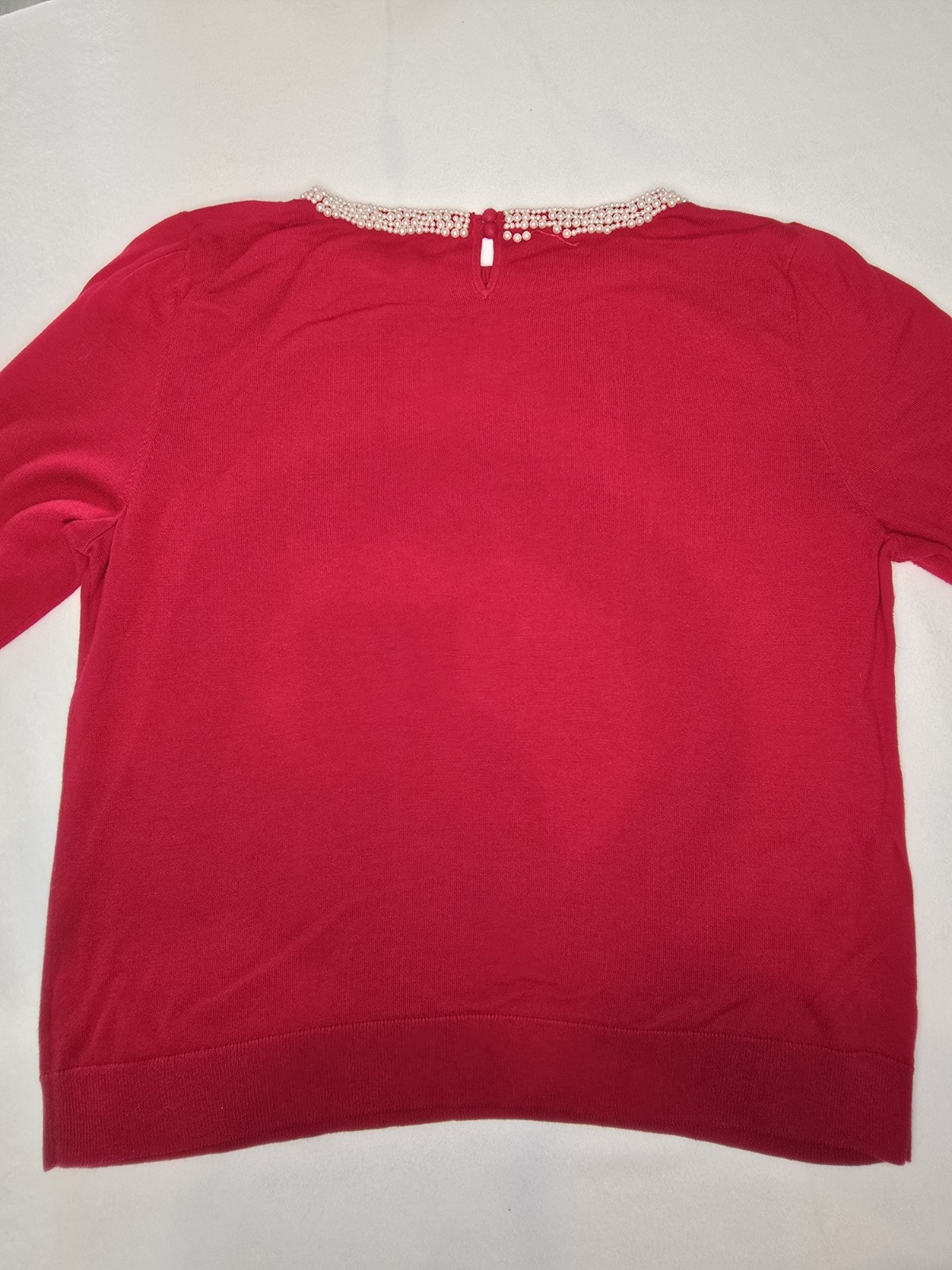 Talbots Petites XL Petites Sweater Faux Pearl Embellished Neckline Holiday Top