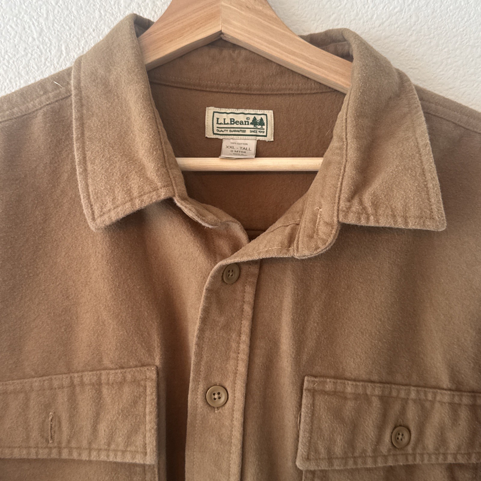 L.L.Bean Men’s Brown Shirt Jacket XXL Tall Button Front Pockets Collared