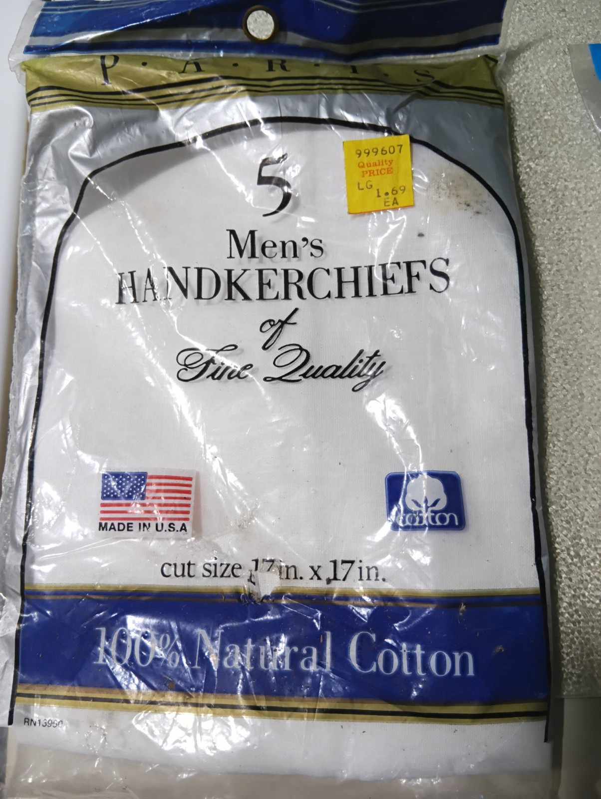 Men’s 5-Pack Handkerchiefs 100% Natural Cotton White Plain Solid 17×17″